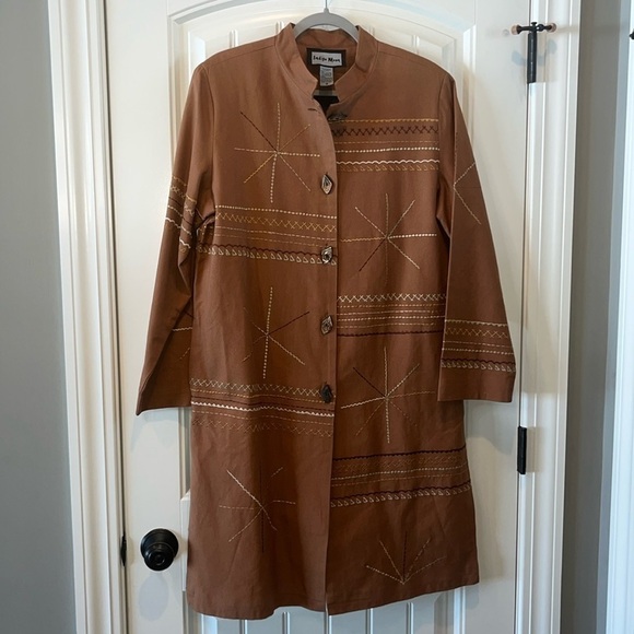 indigo moon Jackets & Blazers - Longer brown embroidered western southwestern button artsy jacket blazer medium